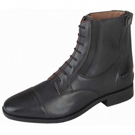 Nice leather boots with back zipper and front lace-up. 