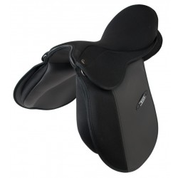 Synthetic saddle with comfortable seat stuffed with synthetic wool. 