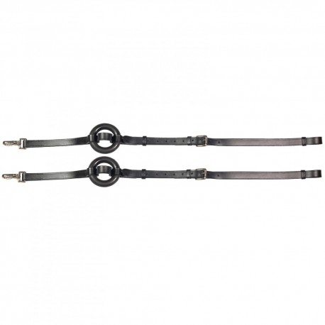 Horze Leather Side Reins with Rubber Donuts 